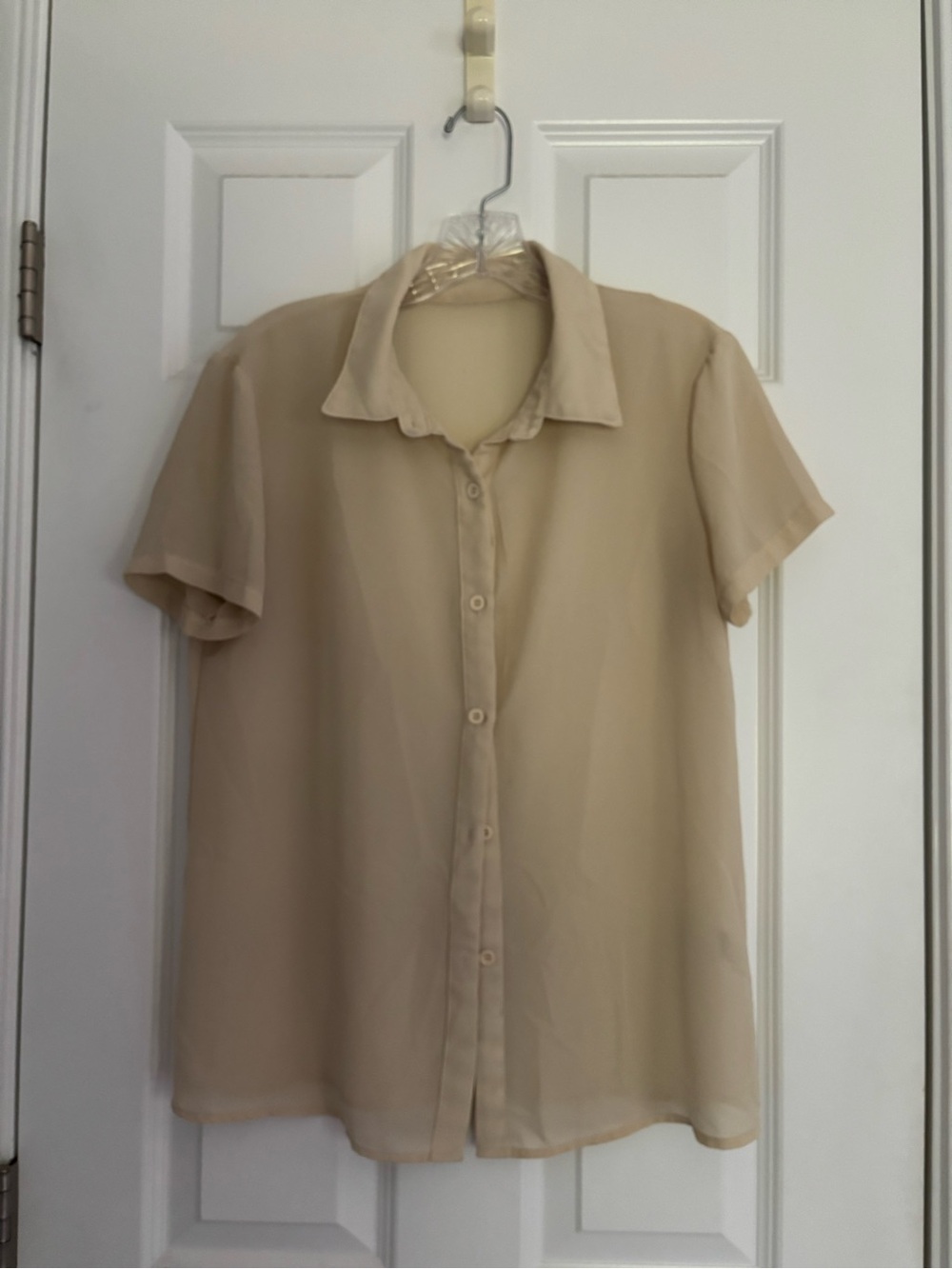 SHEIN Cream Button-Front Short Sleeve Blouse